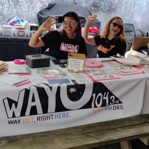 Tali + Lili staffing the WAYO merch table!